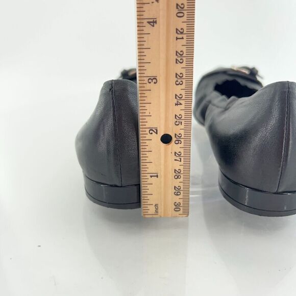 AGL Ballet Flats Women's Size 36.5 6.5 Pointed Black Leather Patent Cap Toe Shoe - Picture 5 of 13